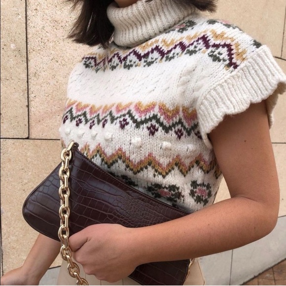 NWT ZARA Jacquard Knit Vest L Blogger’s Favorite - Picture 4 of 9